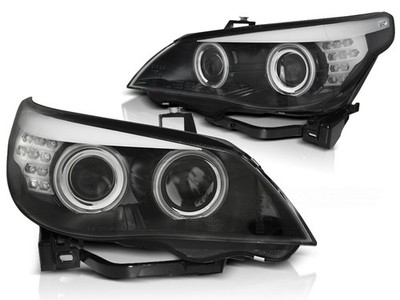 CCFL Angel Eyes Scheinwerfer Set für BMW E60/61 BJ 03-07 Schwarz LED Blinker