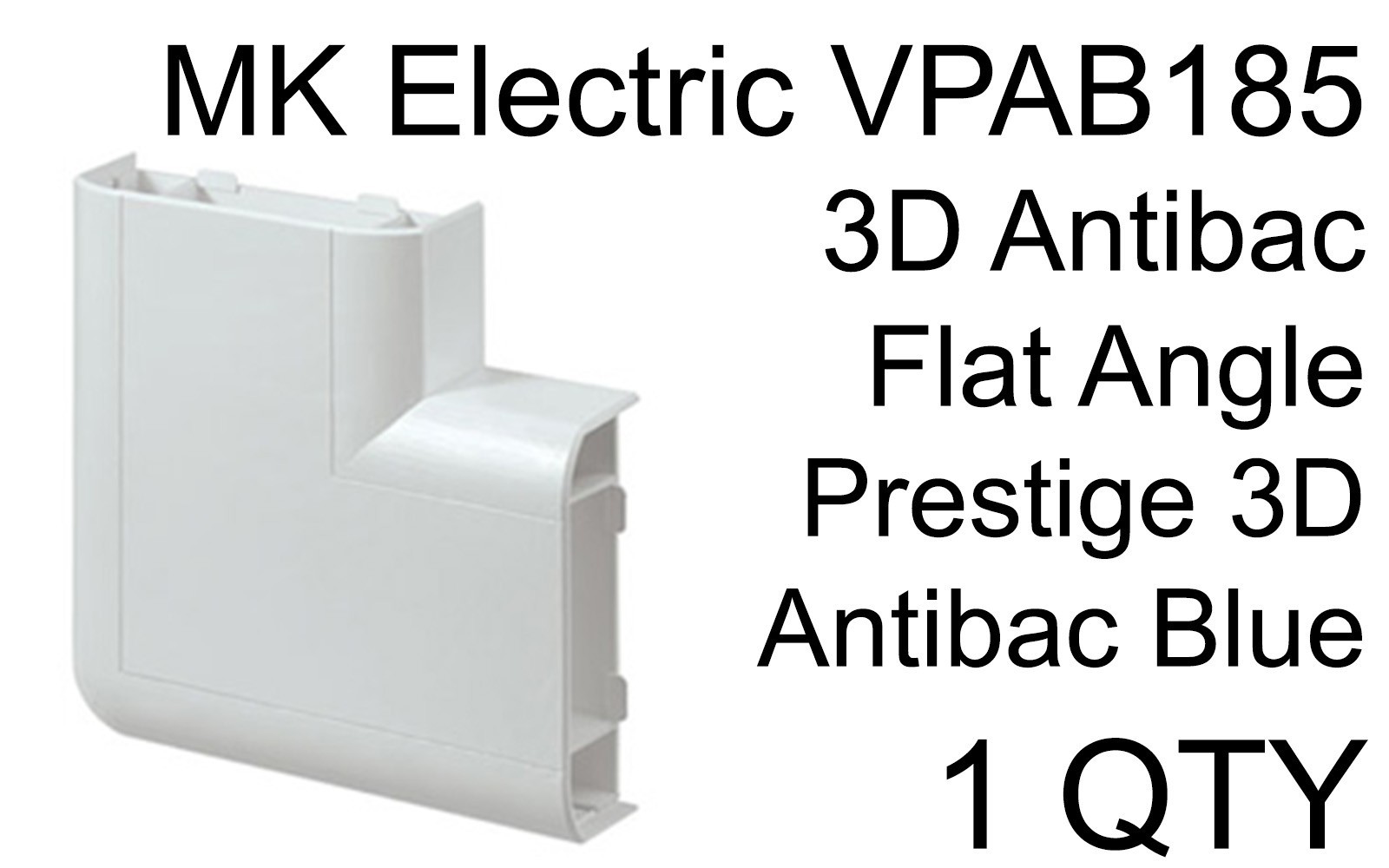 MK Electric VPAB185 White Trunking 3D Antibac Flat Angle Prestige Antibac Blue
