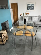 John Lewis Italian Glass & Chrome Table and Chairs Dining Set