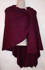 New with Tags! Puli Cross Front Cape Poncho Soft Shawl Wrap Burgundy One Size