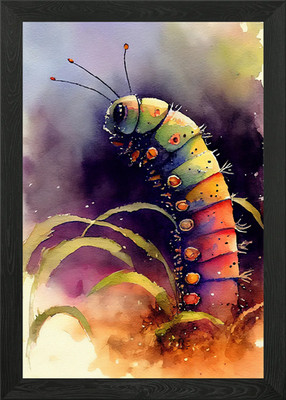 Raupe Aquarell Kunst Gerahmtes Wandbild Poster Leinwanddruck Bild