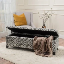 Vinsetto Fabric Ottoman Bench with Storage, Grey