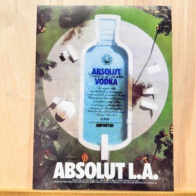 1990 Absolut Vodka Los Angeles Pool Vintage Print Ad Alcohol Liquor Cali Advert