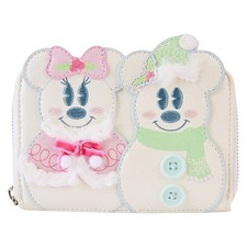 Loungefly Disney Mickey  Minnie Mouse Pastel Snowman Winter Holiday Wallet