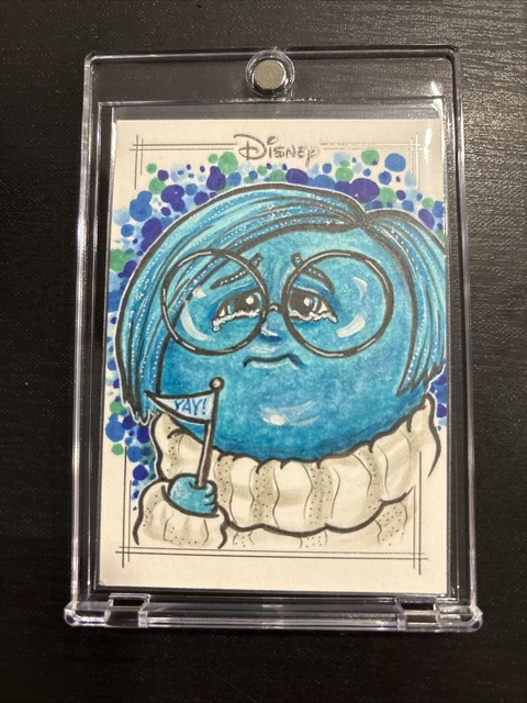 2025 Topps Chrome Disney Sadness Inside Out.  #1/1 Skizzenkarte von Quinton Baker