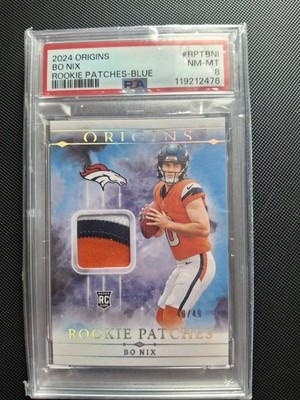 2024 Panini Origins - Rookie Patches Bo Nix #RPT-BNI Blue /49 (MEM, RC)