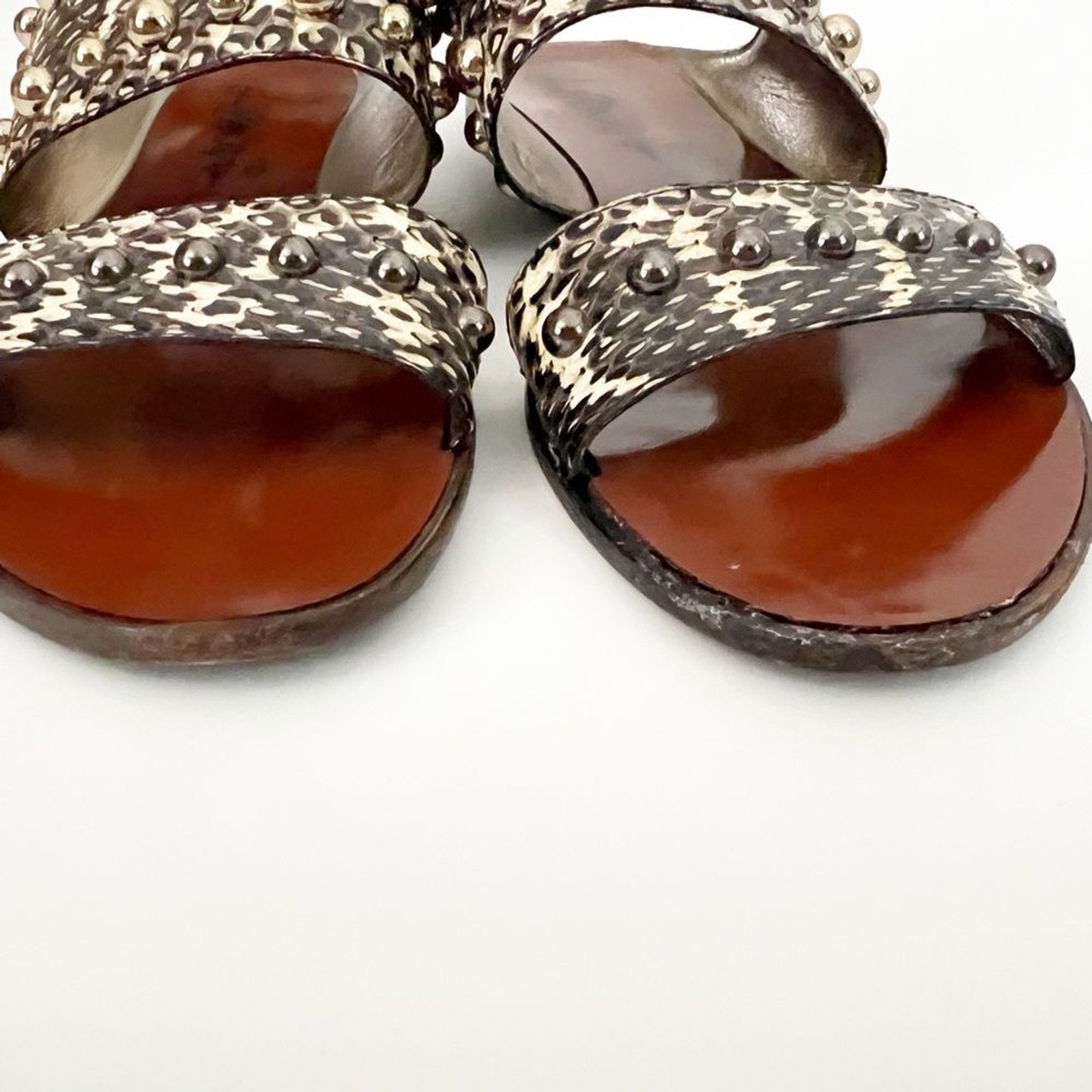 LANVIN Python Leather Double Strap Studded Flat S… - image 6