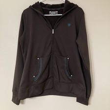 Ariat Tek Cold Series Womens Large Brown Hoodie Jacket Hood Pockets Full Zip