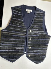 Vintage Portraits by Northern Isles Hand Embroidered Blue Size Medium Vest