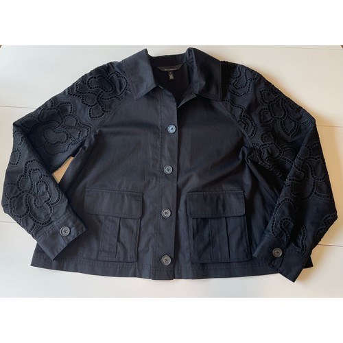 White House Black Market bestickte Cargojacke Ösenärmel schwarz Gr. 14 - Bild 10 von 15