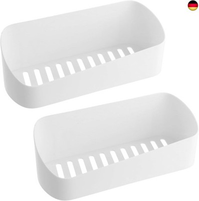Shengxi Badezimmer Organizer Duschkörbe, 2Pcs Weiß Badregal mit Haken Plastik D