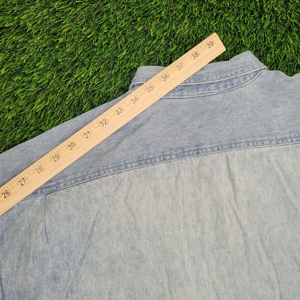 Camisa Vintage Años 90 Disney Mickey-Mouse Botón 2XL 29x32 Azul Foto 3 de 4