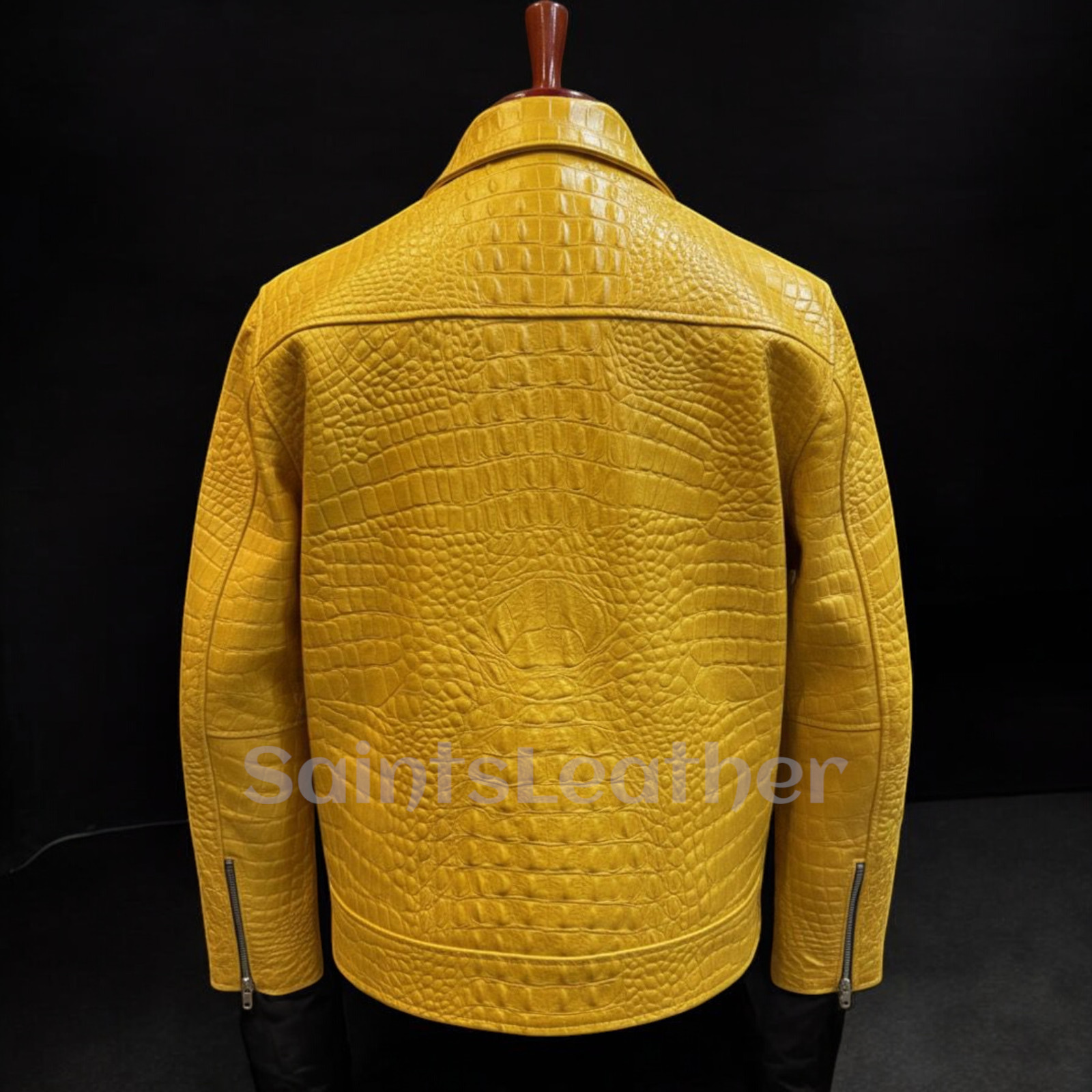Men's Real Leather Crocodile Embossed Jacket Exotic Alligator Print Jacket