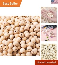Bulk 300 pcs 10mm Natural Wood Beads - Ideal for Crafting and Jewelry Making