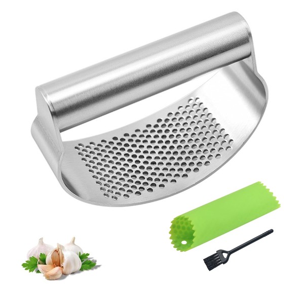 Knoblauchpresse Edelstahl Set SchäLer BüRste KüChe Langlebig 3-Teiliges Set-image