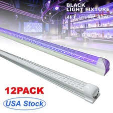 48" 4Ft LED UV Black Light Bar Fixture Linkable T8 Integrated Bulbs 40W 12Pack