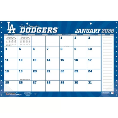 Turner Licensing, MLB Los Angeles Dodgers Small 2026 Desk Pad, 11'' X 17'', 12-