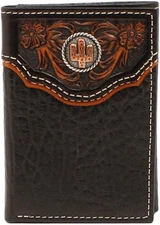 M&F Western Nocona Trifold Wallet Floral Embossed Overlay - Black