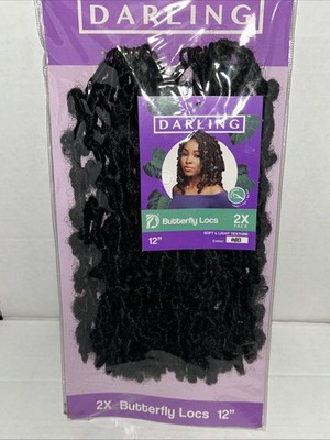 Darling Butterfly Locs #1B 12'' 2X Synthetic Hair Medium. Soft & Light Texture