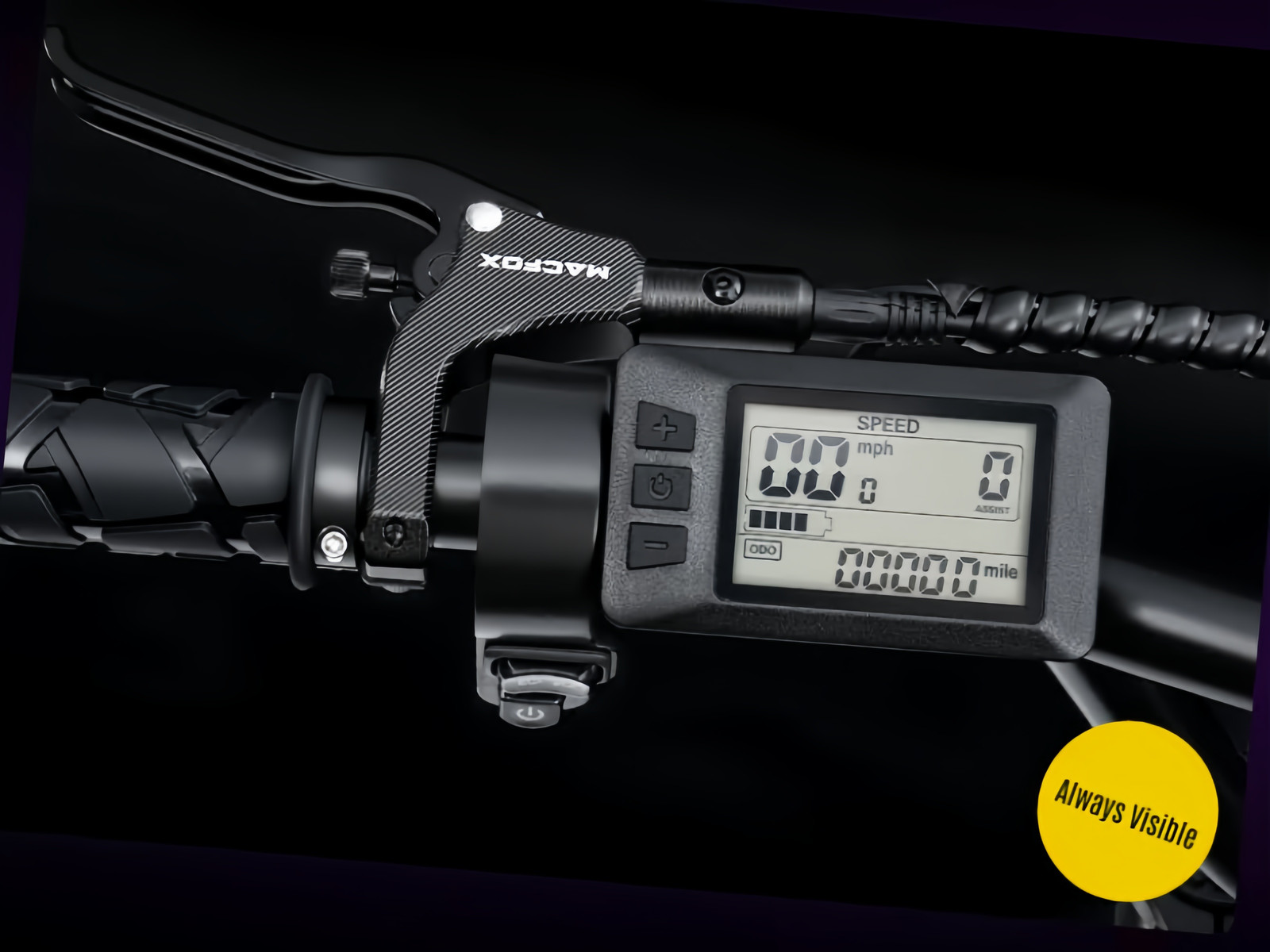 MACFOX X7 Electric Bicycles 500w 20 in Fat Tire E-Bike Backlit 25mph - Black