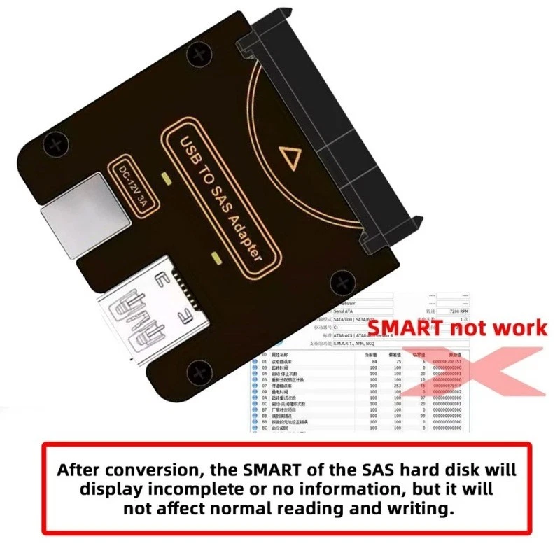 USB 3.0 to SAS Adapter for SFF-8482 SAS Hard Disks to USB 3.0 Converter Adapter - Image 3 of 4