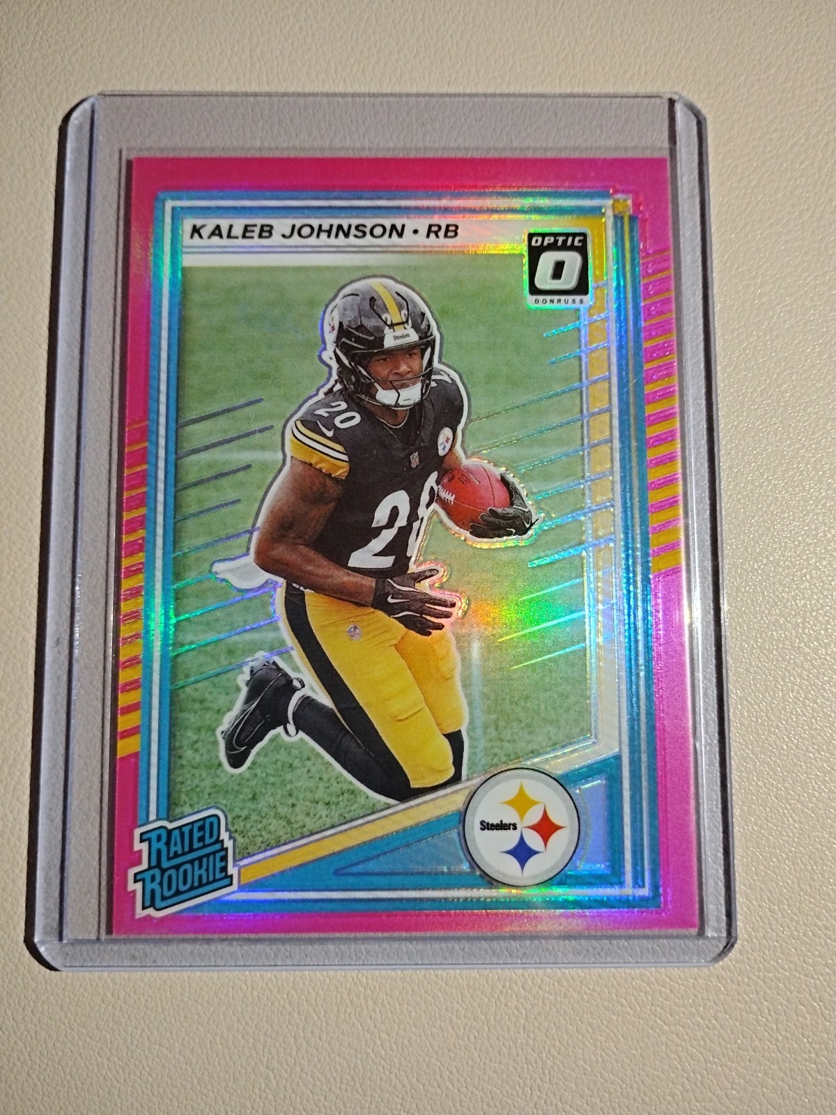 2025 Panini Donruss -  Rookie Kaleb Johnson #322 Optic Preview Pink Prizm (RC)