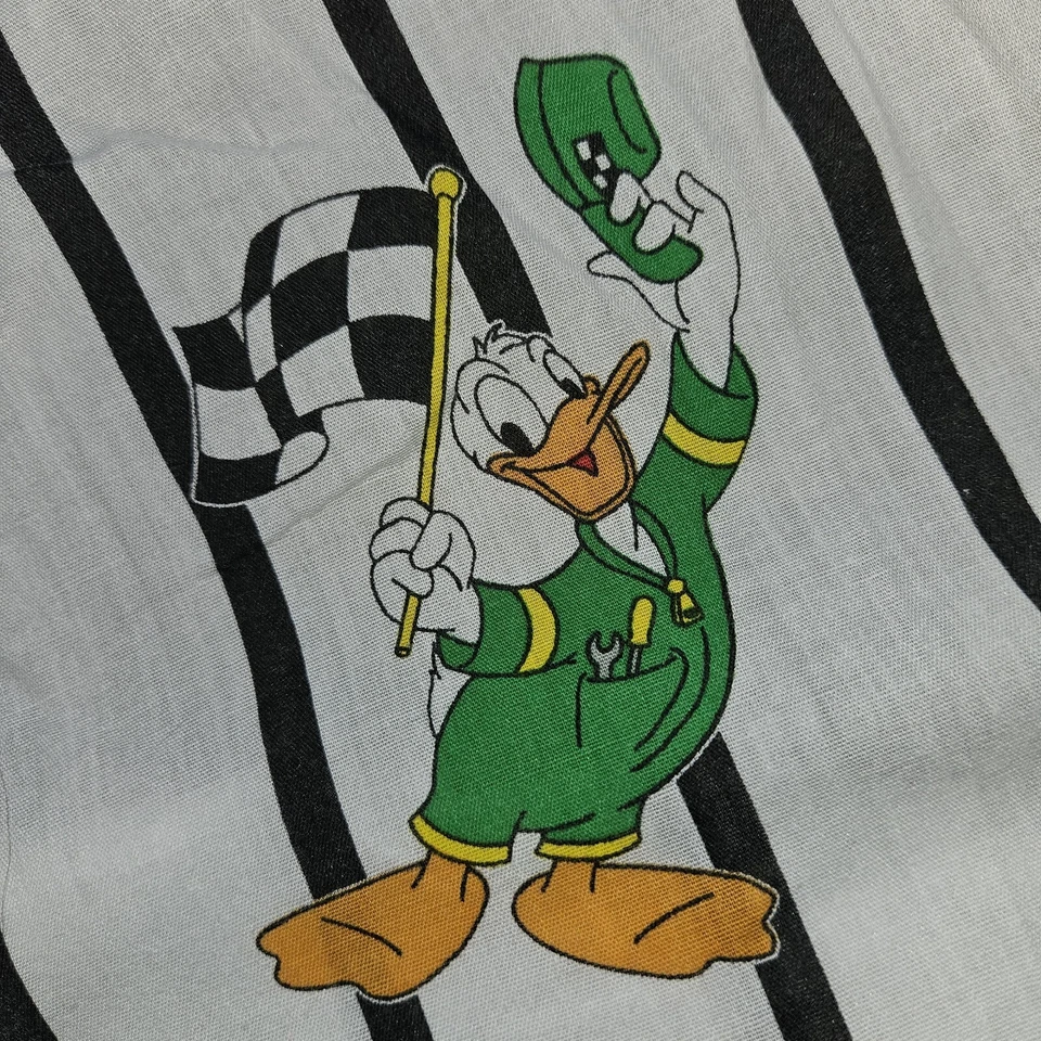 Vtg Disney Dundee Crib Sheet Fitted Mickey Mouse Car Racing Donald Duck USA - Image 3 of 4