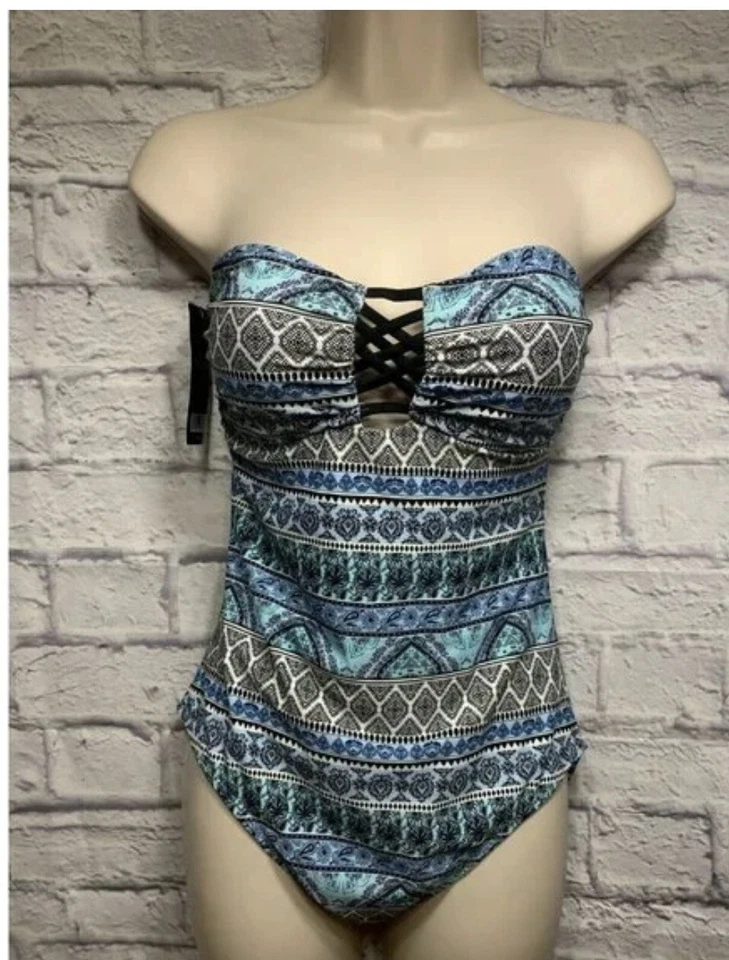 Nuevo con etiquetas Traje de baño Ambrielle de una pieza S negro con correa de espagueti ajustado Traje de baño Foto 2 de 4