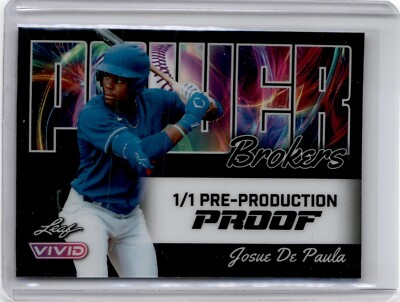 2024 Leaf Vivid Proof Black Power Brokers Josue De Paula 1/1 (B83) Dodgers