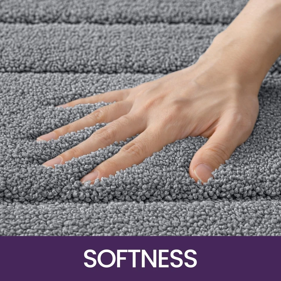 Badezimmer Teppich Badematte Badvorleger Saugfähig Rutschfest Grau 60x110 B1130 - Bild 2 von 4