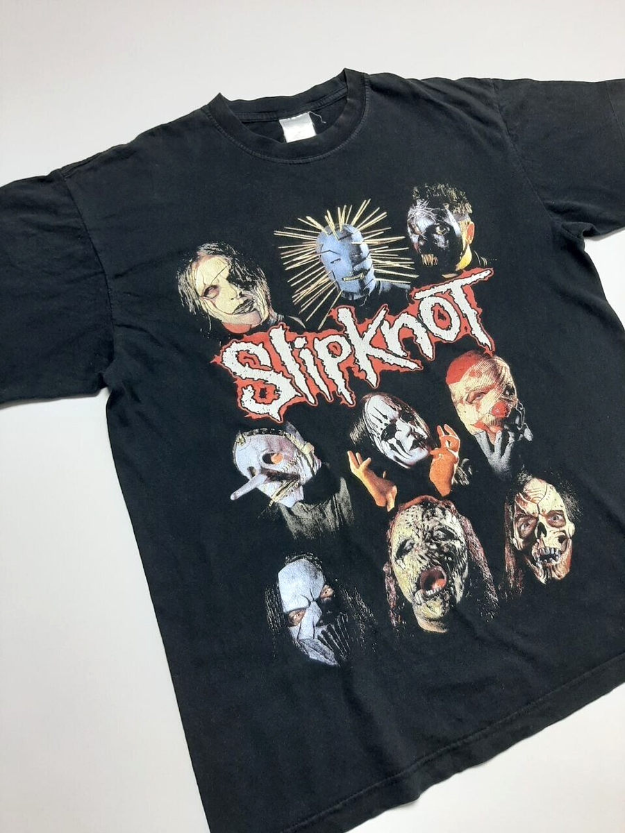 Vintage 00s Metal Band Slipknot Autograph Print Black Tee Size M