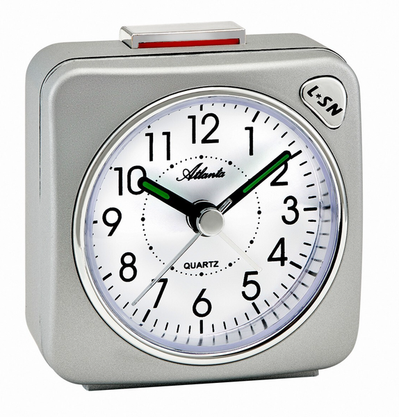 Atlanta Quarzwecker Ohne Ticken Reise Licht Snooze Crescendo Silber - 2114/19-image