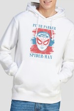 Image of Spiderman Peter Parker Stripes Mens Hoodie S-2XL White