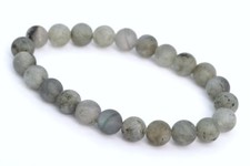 8MM Matte Light Gray Labradorite Bracelet Grade A Natural Round Beads 7"