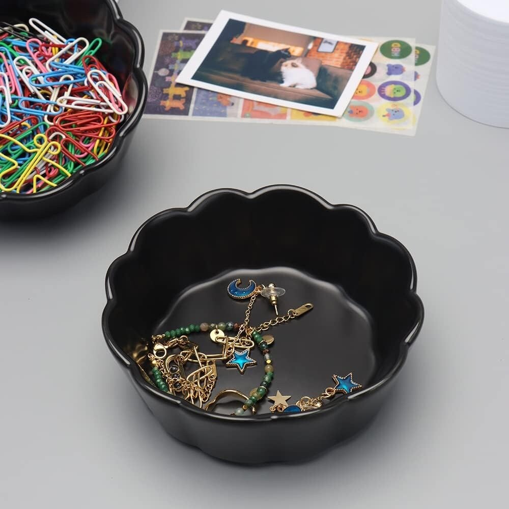 Flower Shaped Paper Clip Holder Black Paperclips Dispenser Home eBay