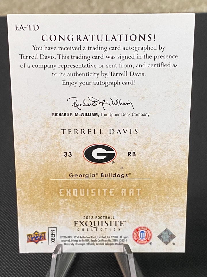 2014 Upper Deck Exquisite Terrell Davis Exquisite Art Auto /10 - Image 2 of 2