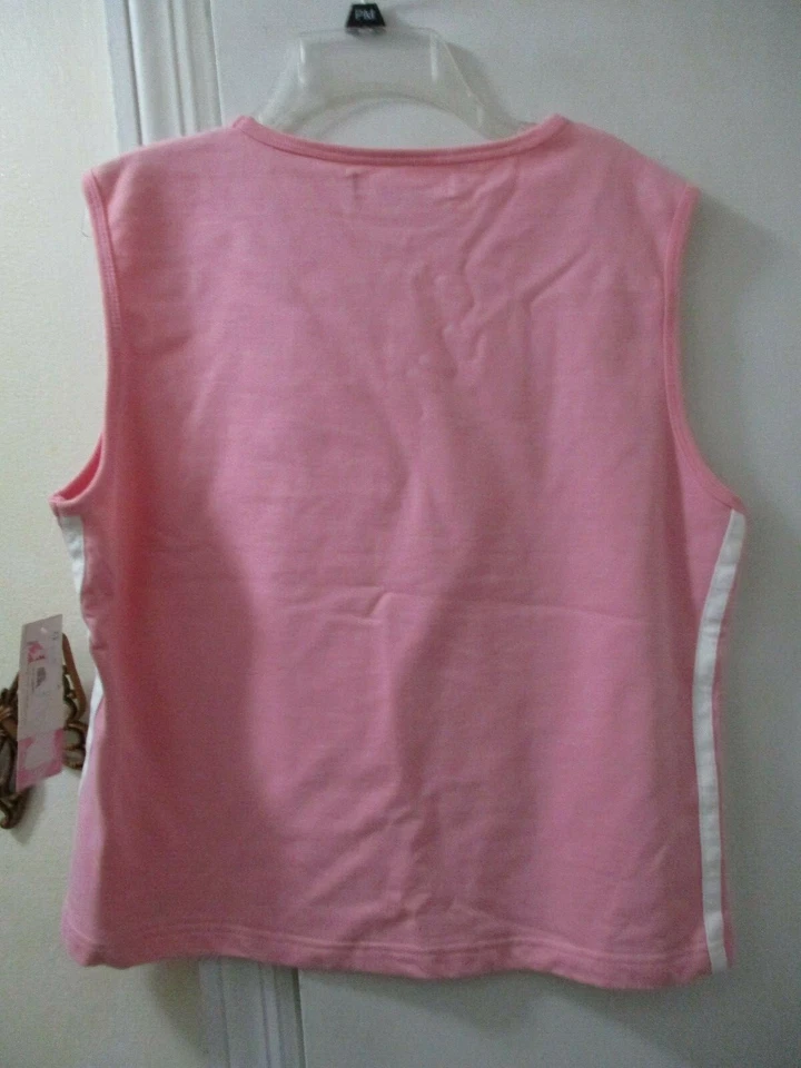 Tickled Pink  - Pink with White Trim Sleeveless Top  -  Size L  -   New w/Tags - Изображение 3 из 4