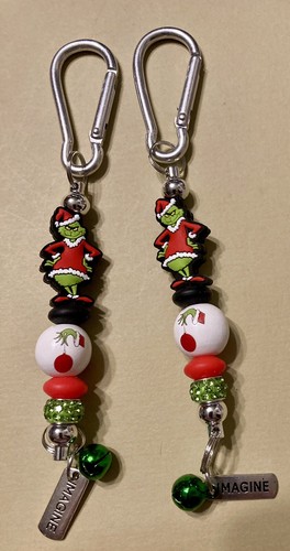 Christmas Grinch Hand Crafted Keychain-Great Gifts or Stocking Stuffers