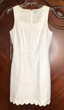 J Crew Women's Size 2 Dress Sheath Square Neck Scalloped Knee Length Sleeveless