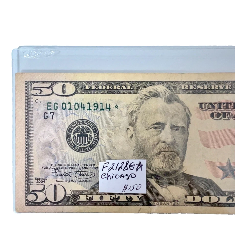 2004 $50 Star Note F 2128* Chicago - Birthday Note JAN 4 1914 S/N EG 01041914 * - Image 2 of 4
