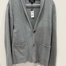 Express Cardigan Knit Sweater Grey Mens Large