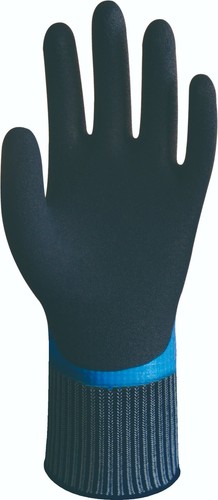 Gants de travail imperméables Wonder Grip Aqua WG-318 en latex entièrement enduit nylon bleu - Photo 3 sur 4