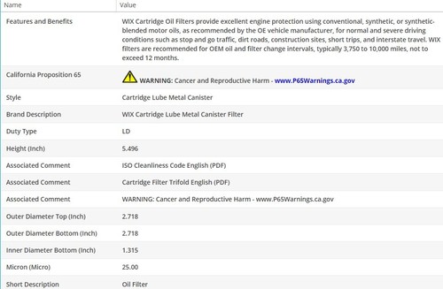 Engine OEM Oil Filter WIX for DATSUN PICKUP 1965-1966 L4-1.3L - Bild 3 von 8