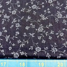 Tina Scrap 9 x21 Daisy Flower Vine Leaf Calico Navy Vintage OOP Cotton Fabric