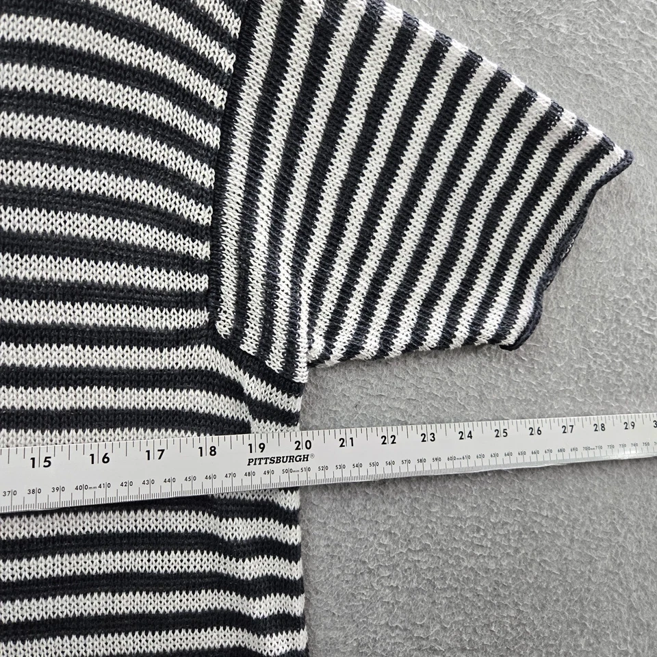 Suéter Eileen Fisher Mujer S Negro Blanco Rayas 100% Lino Orgánico Túnica LEER Foto 4 de 4