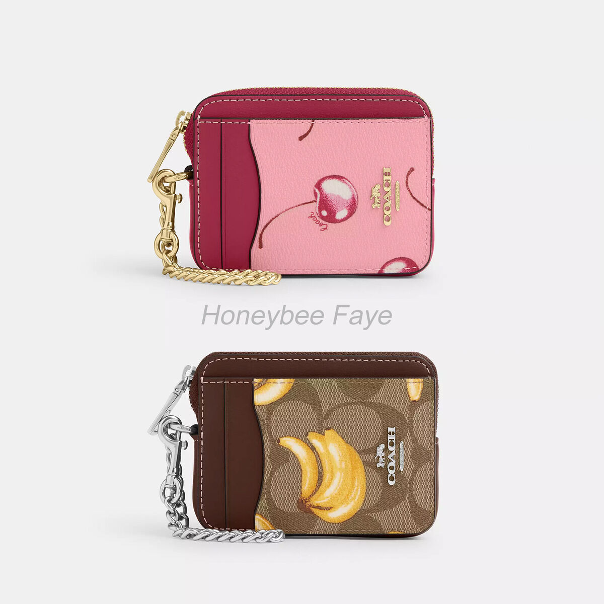 NWT Coach Zip Card Case In Signature Canvas With Cherry NWT Coach Zip Card Case In Signature Canvas With Cherry