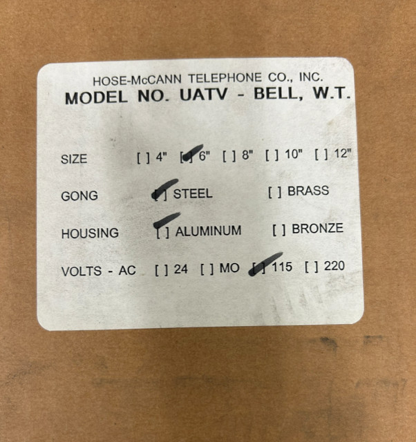 Hose McCann 96UD6S 115V Bell UATV6