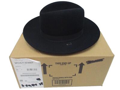 US ARMY (STETSON BRAND) Cavalry 5X Fur Felt Hat Black w. Leather