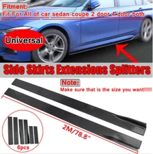 78.7'' Glossy Black Car Side Skirt Extension Splitter Diffuser Panel Lip US Ship