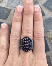 Purple Hematite Beaded Peyote Cocktail Ring
